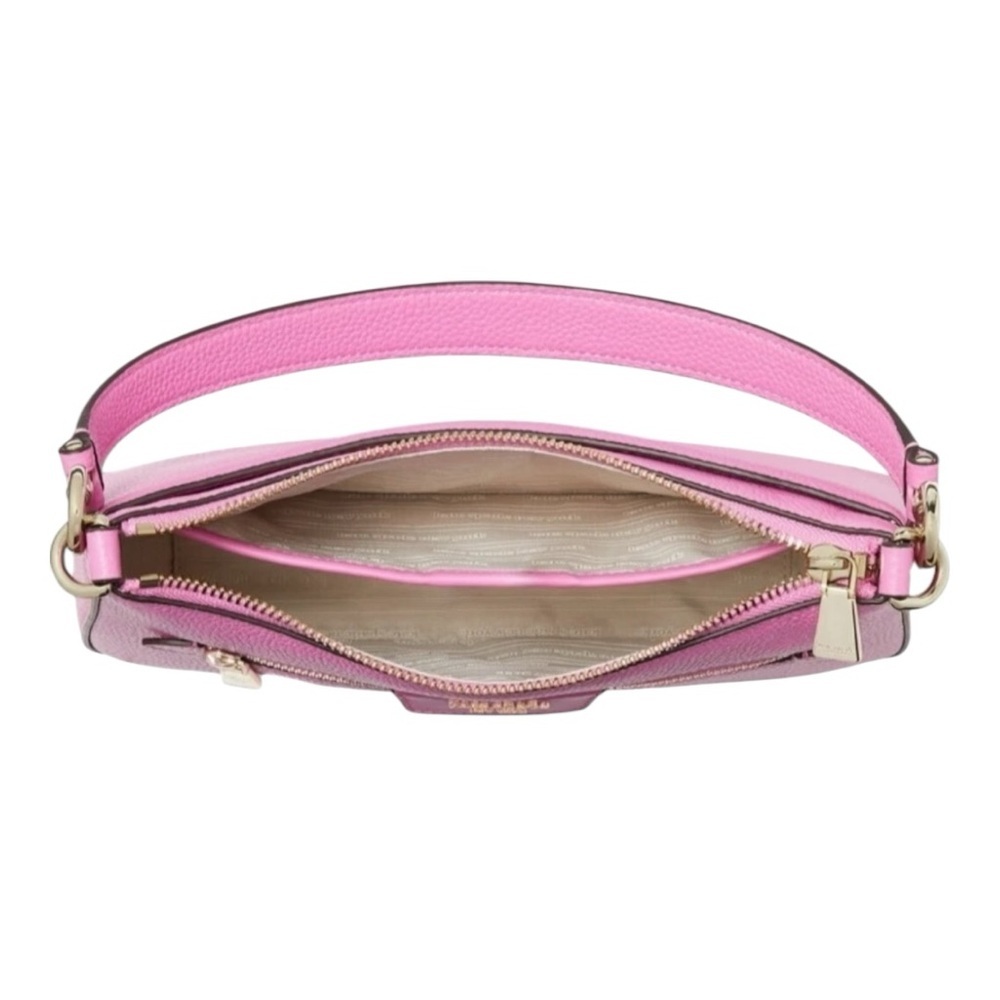 NWT Kate Spade Hudson Pebbled Leather Satchel Pink Echinacea Flower MSRP $248 - Picture 3 of 11